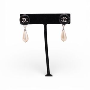 CHANEL CC Authentic Faux Pearl Drop Earrings